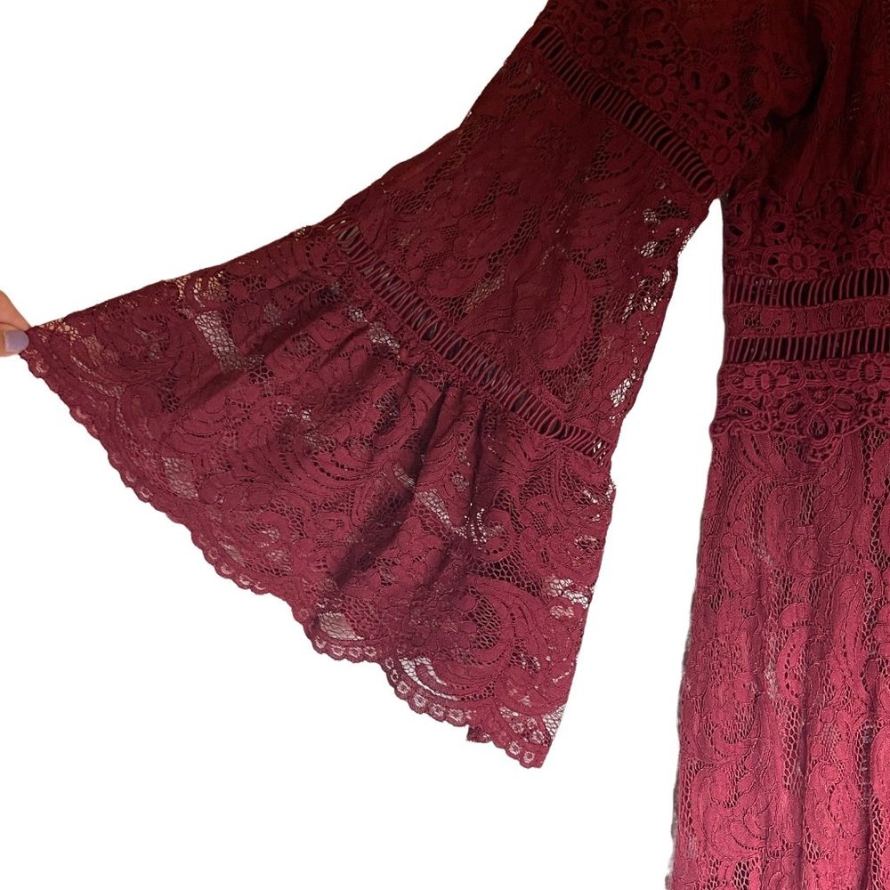 Boston Proper Burgundy Lace Cardigan - Picture 6 of 7